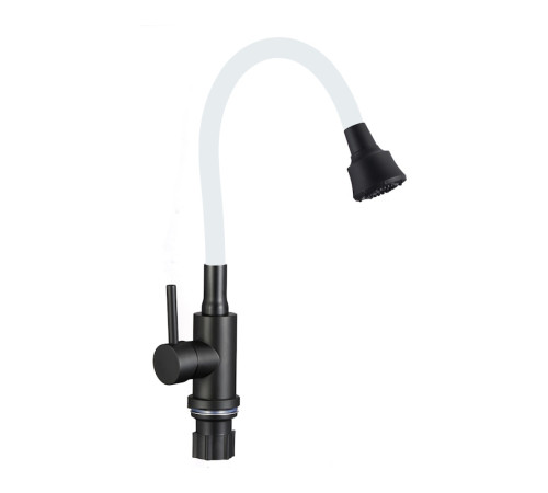 Смеситель для кухни с гибким изливом и режимом душ Fmark FS8288H-022, черный/белый