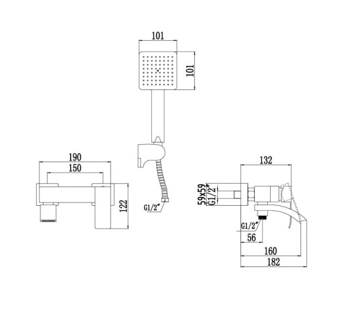 Смеситель для ванны Fmark FS8624-1Q, графит