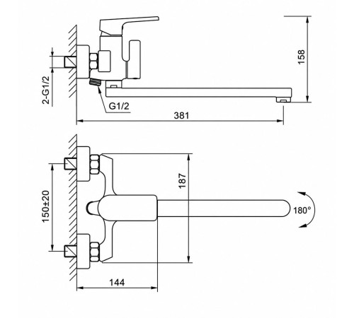 Смеситель для ванны FRAP F2271, хром