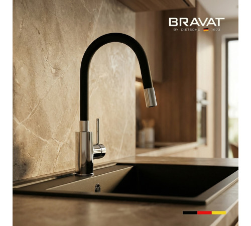 Смеситель для кухни с гибким изливом BRAVAT F7800931CP-SW, хром