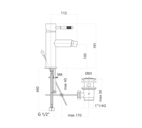 Смеситель для биде Webert Rimini RI840102560, черный