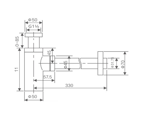 Сифон для раковины Savol S-LSQ01H, черный