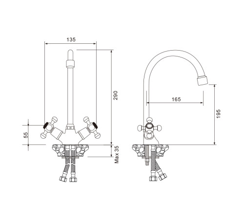 Смеситель для кухни WesnaArt RASSVET RAS02-110, хром