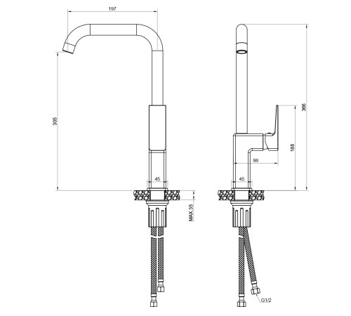 Смеситель для кухни WesnaArt NARCIS NAR06-150BL-25432, черный