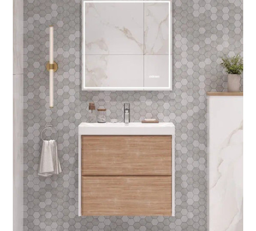 Тумба под раковину подвесная Velvex Gesso tp.GES.9696.70.2Y белый матовый/дуб сонома, 70 см