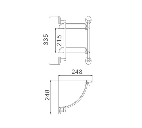 Полка стеклянная угловая Haiba HB1607-2, хром