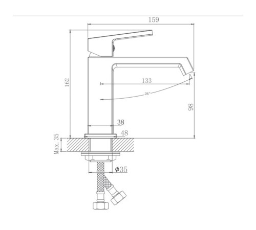 Смеситель для раковины Haiba HB10575-3, оружейная сталь