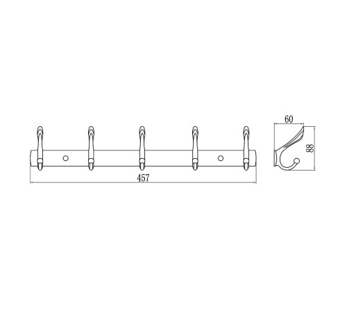 Планка с крючками Savol S-06205H, черный