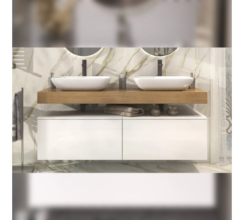 Тумба подвесная без столешницы Velvex Unit tp.UNI.80.2Y белый глянец, 80 см