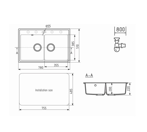 Кухонная мойка Ulgran Quartz Ruma 780-04, платина