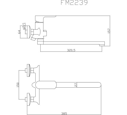 Смеситель для ванны Fmark FM2239, хром
