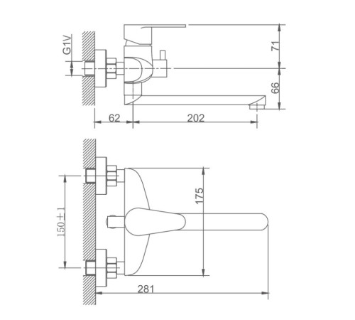 Смеситель для ванны Haiba HB60801-2, сталь
