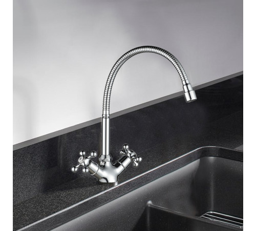 Смеситель для кухни с гибким изливом WesnaArt RASSVET, RAS02-180, хром