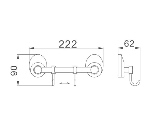 Планка с крючками для полотенец Haiba HB1615-2, хром