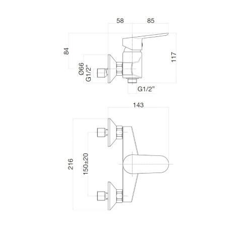 Смеситель для душа Webert Sax Evolution SE870101740, белый