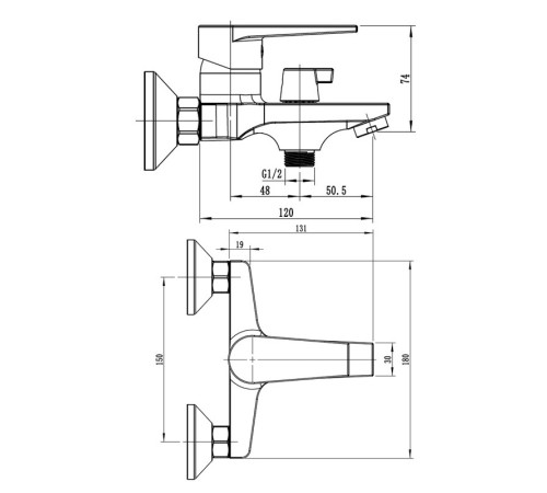 Смеситель для ванны ESKO BT54, хром