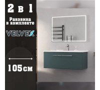 Тумба с раковиной подвесная Velvex Posse tp.POS.OSK.105.1Y верде, 105 см