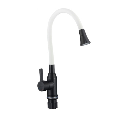 Смеситель для кухни с гибким изливом и режимом душ Fmark FS8277H-02, черный/белый