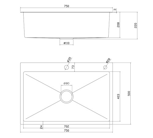 Мойка для кухни Fmark FSC7550Q, графит