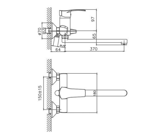 Смеситель для ванны Cron CN2270, хром