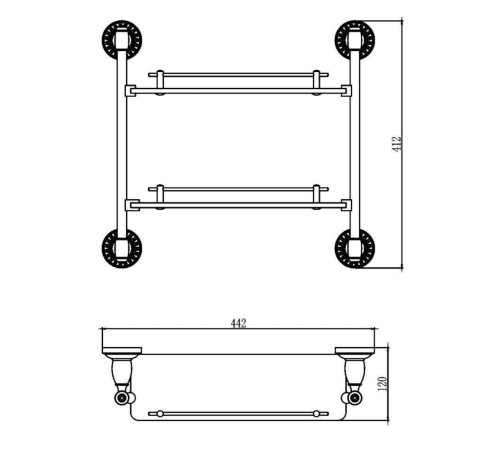 Полка стеклянная Savol S-006622C, бронза