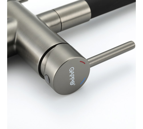 Смеситель для кухни с гибким изливом и подключением фильтра GAPPO G4398-39, оружейная сталь