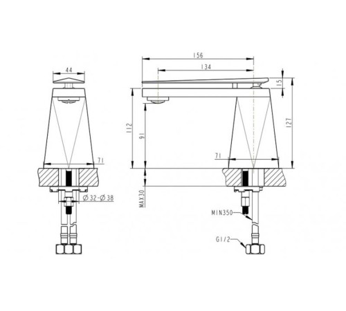 Смеситель для раковины Bravat DIAMOND F118102C-1-ENG, хром
