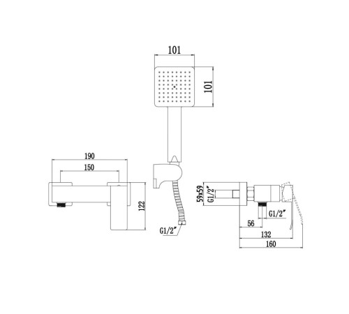 Смеситель для душа Fmark FS8603Q, графит