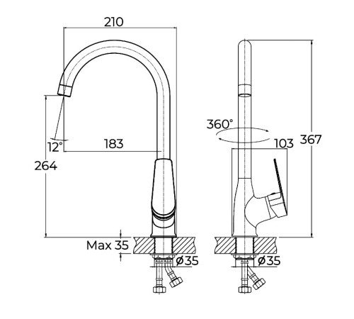 Смеситель для кухни Knotlor KN-11, хром