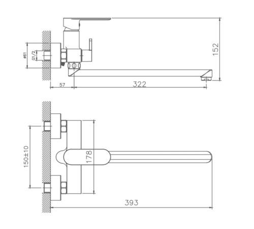 Смеситель для ванны Haiba HB22590-7, черный