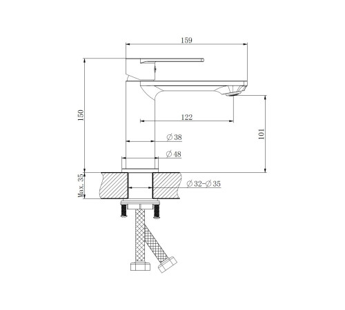 Смеситель для раковины Haiba HB10639-3, оружейная сталь