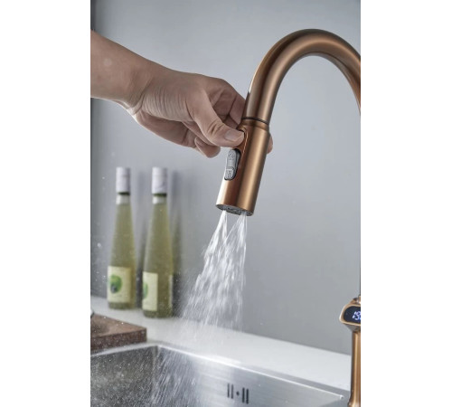 Смеситель для кухни с индикатором температуры Knotlor KN-100/RB, бронза