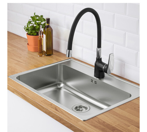 Смеситель для кухни с гибким изливом FRAP F4453-04, черный