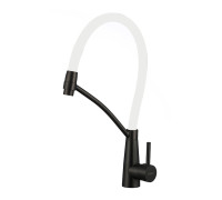 Смеситель для кухни с гибким изливом Fmark FS8255H-02, черный/белый
