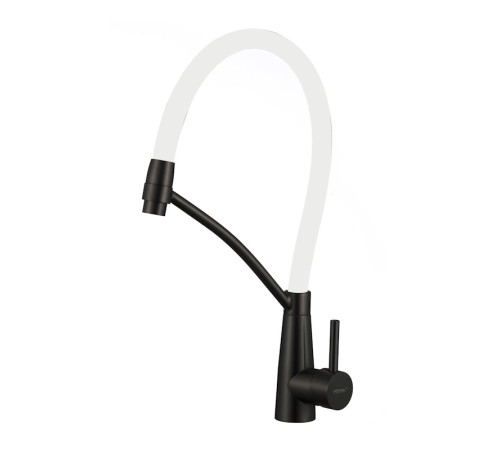 Смеситель для кухни с гибким изливом Fmark FS8255H-02, черный/белый
