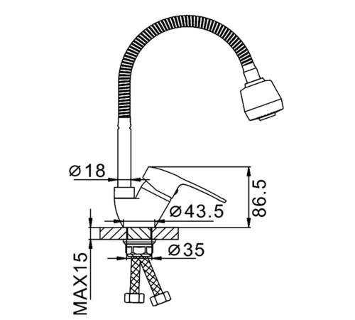 Смеситель для кухни с гибким изливом и режимом душ FRAP F4302-B, хром