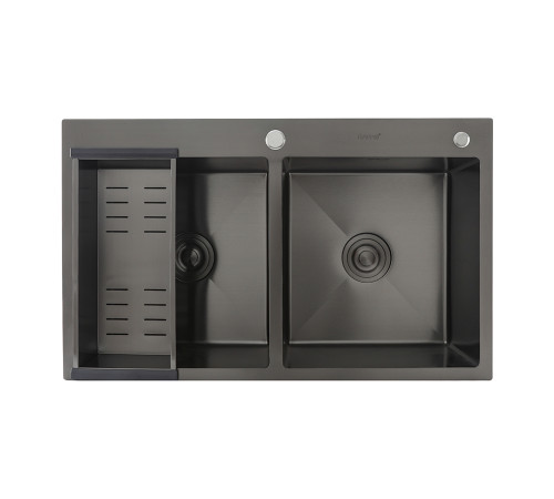 Кухонная мойка с коландером GAPPO GS8350-6, графит
