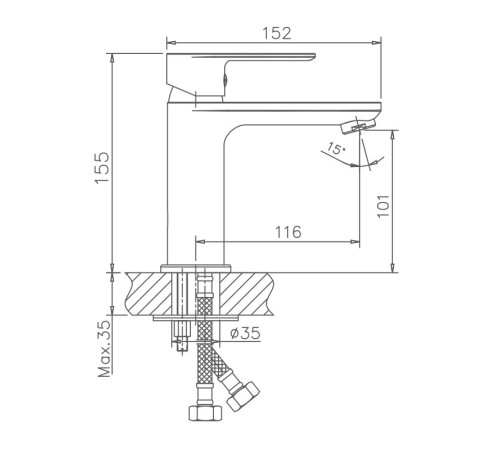 Смеситель для раковины Maretii Ритта RI32RF505, хром