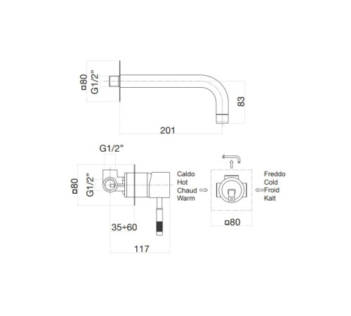Смеситель для раковины Webert Rimini RI830605010, золото