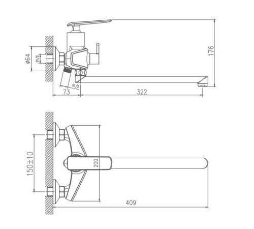 Смеситель для ванны Haiba HB22548-7, черный