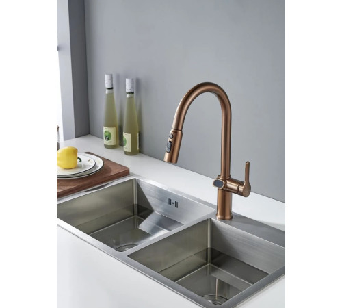 Смеситель для кухни с индикатором температуры Knotlor KN-100/RB, бронза
