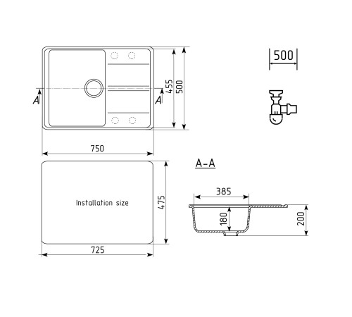 Кухонная мойка Ulgran Quartz Prima 750-03, десерт