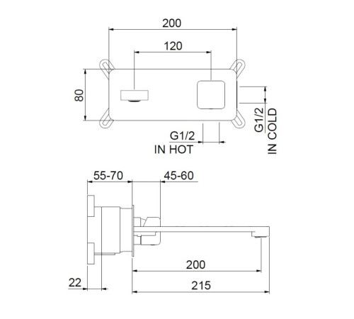 Смеситель для раковины Webert ONE-X OX830606441, черный/сталь
