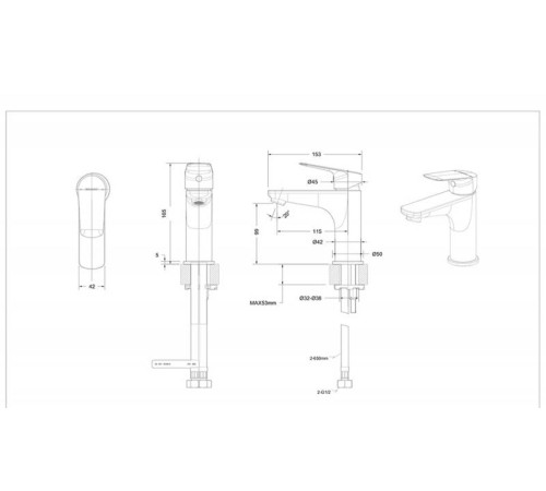 Смеситель для раковины Bravat Rhein F1429564CP-9-ENG, хром