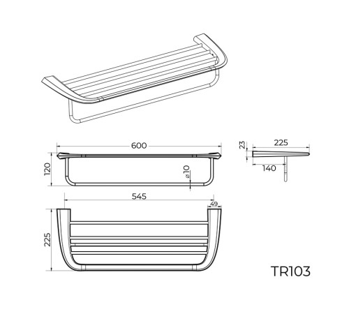 Полка для полотенец Knotlor  TR103C, хром