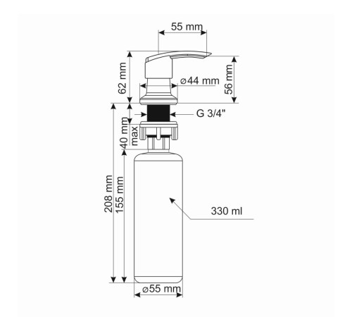Дозатор для моющего средства Ulgran Quartz UQ-02-06, трюфель