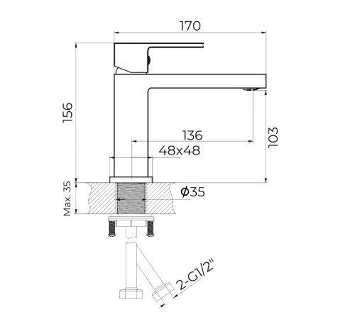 Cмеситель для раковины Knotlor KN-20/WY, белый