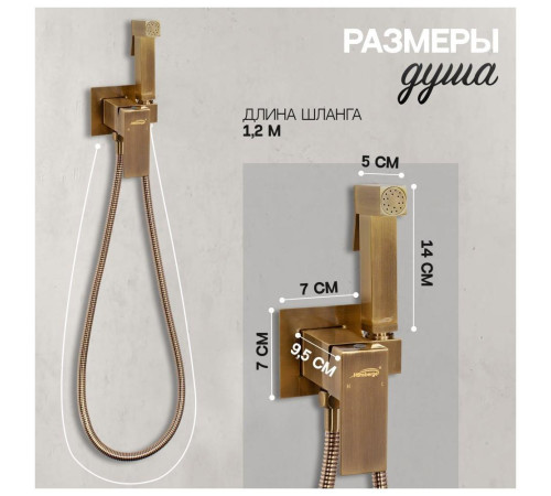 Гигиенический душ со смесителем встраиваемый Hansberge H3077BR, бронза