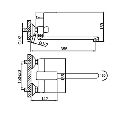 Смеситель для ванны FRUD R22131, хром
