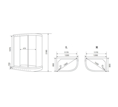 Душевая кабина Timo Eco TE-0702PR, 120x80x215